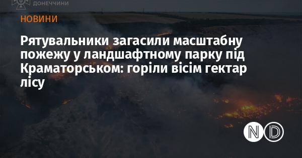 Рятувальні служби ліквідували значну пожежу в ландшафтному парку поблизу Краматорська, де вогонь охопив вісім гектарів лісової території.